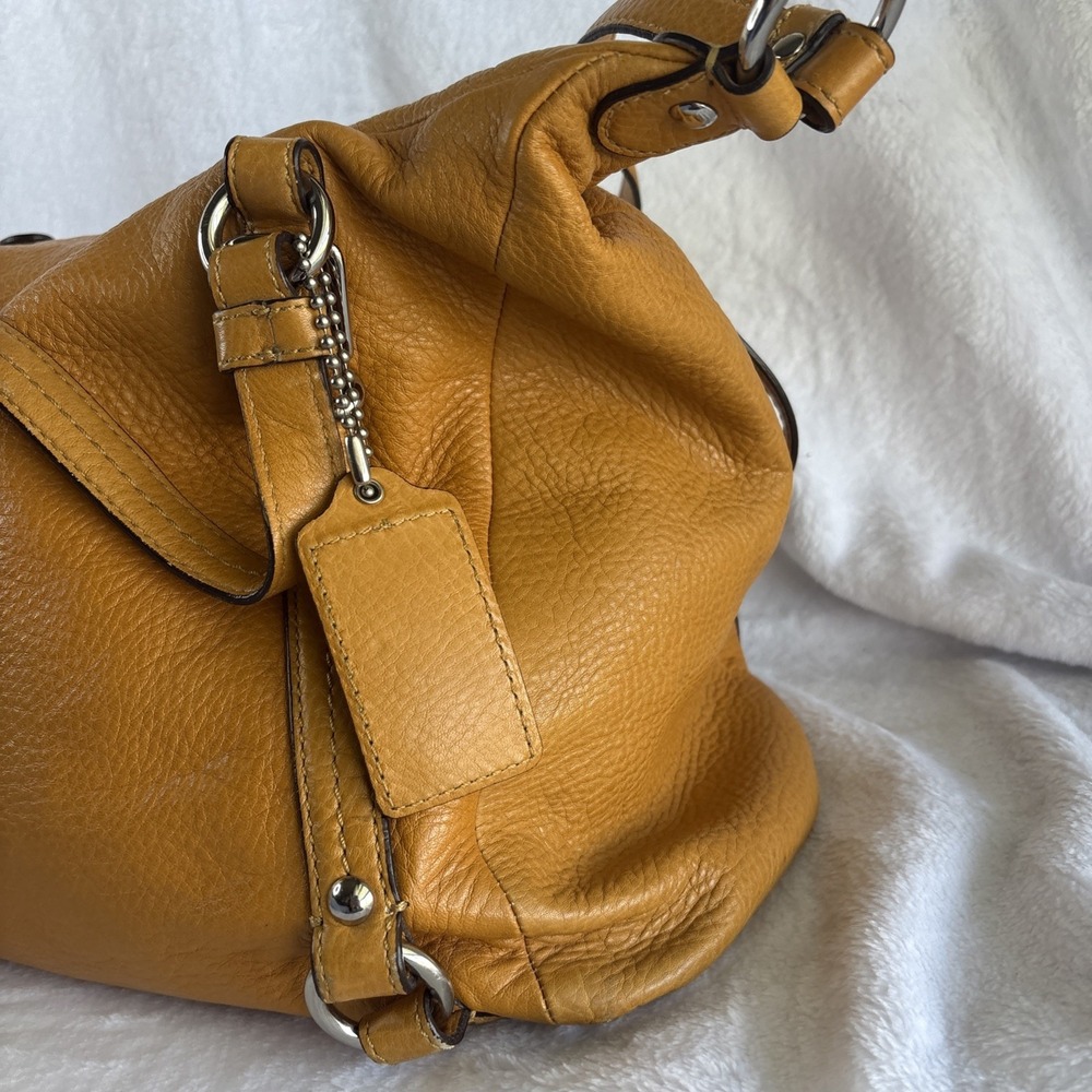 Y2K COACH Alexandra Orange Pebble Leather Convertible Shoulder Bag Charm 15273 - Picture 3 of 16